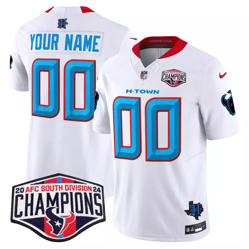 white men houston texans 2023 afc south champions patch game custom jersey all stitched