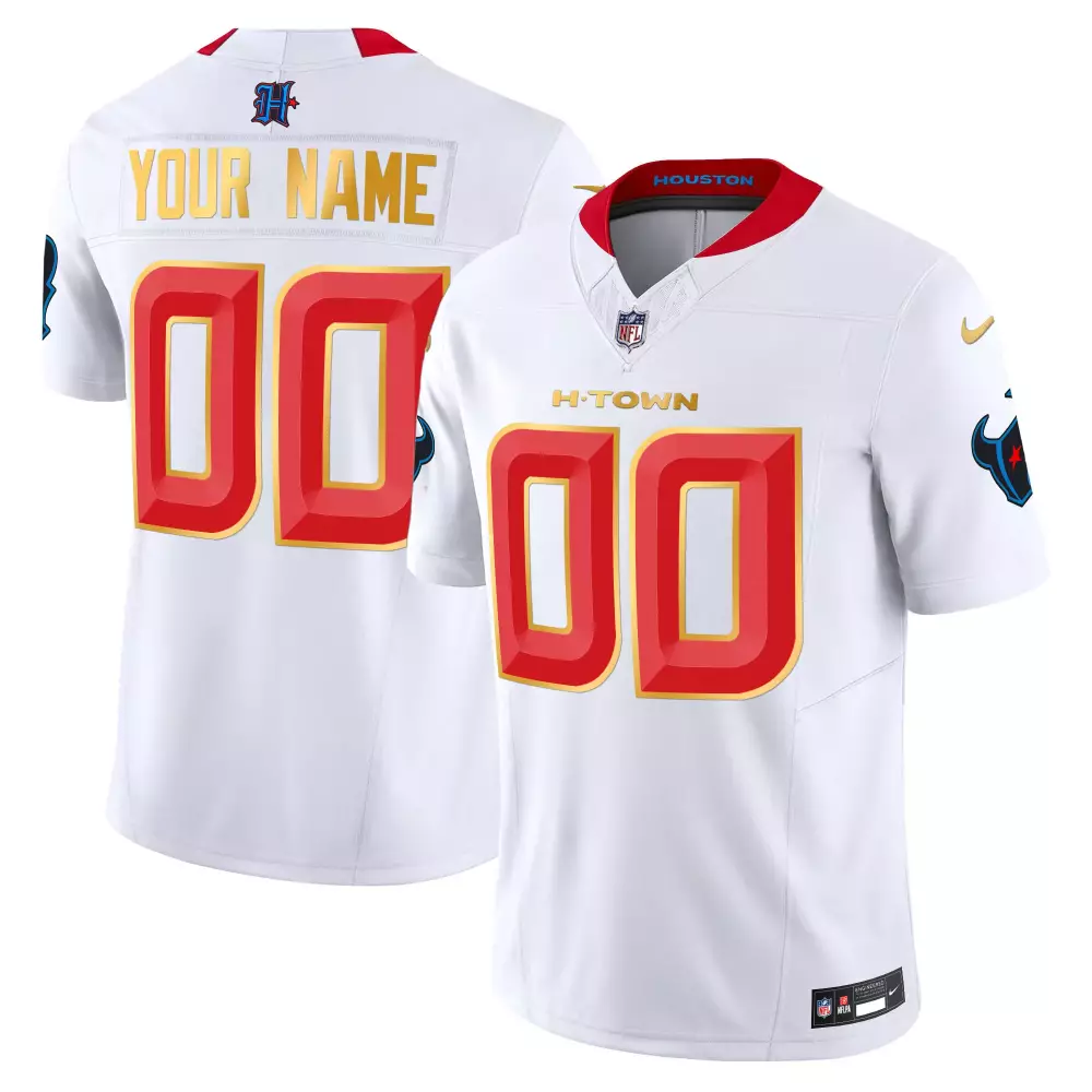 white men houston texans 2024 gold trim vapor limited custom jersey all stitched