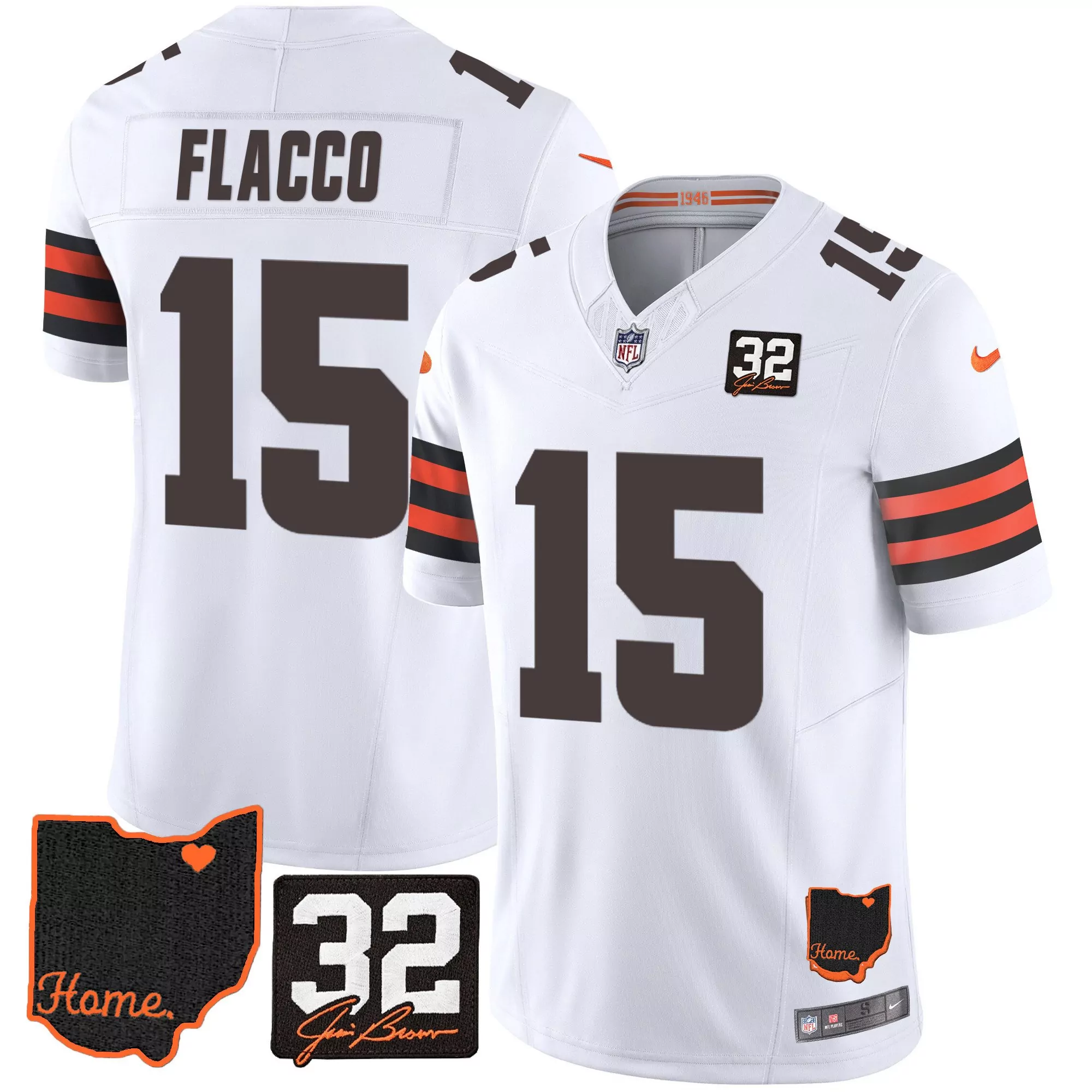 white men cleveland browns 32 jim brown memorial patch vapor limited custom jersey v2 all stitched