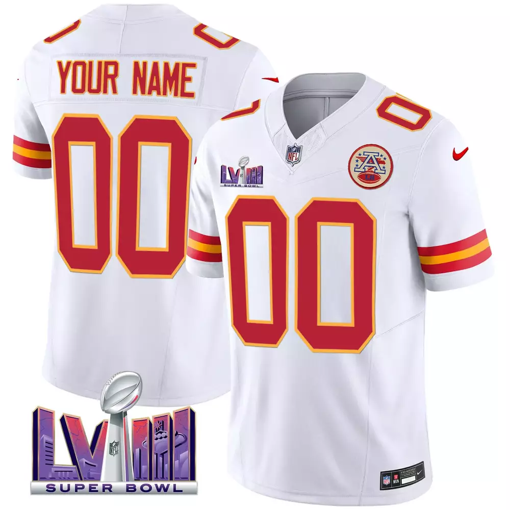 white men kansas city chiefs super bowl lviii patch vapor custom jersey all stitched