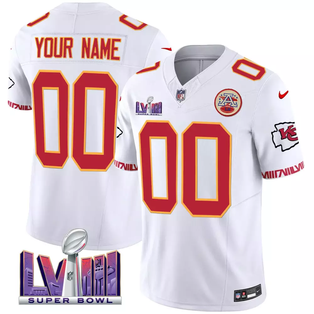 white men kansas city chiefs super bowl lviii patch vapor custom jersey all stitched