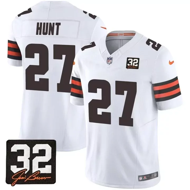 white men cleveland browns 32 jim brown memorial patch vapor limited custom jersey v2 all stitched
