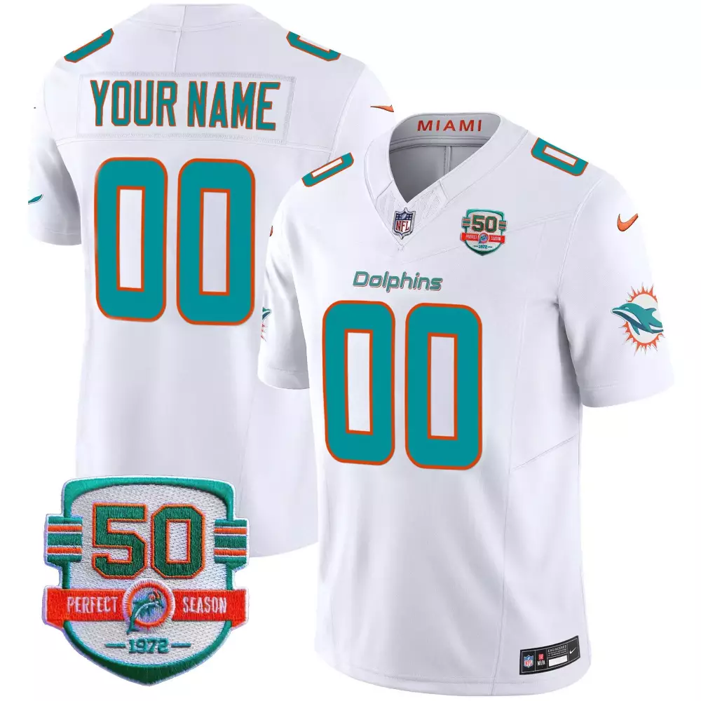 white men miami dolphins 50th 1972 perfect season patch vapor custom jersey all stitched