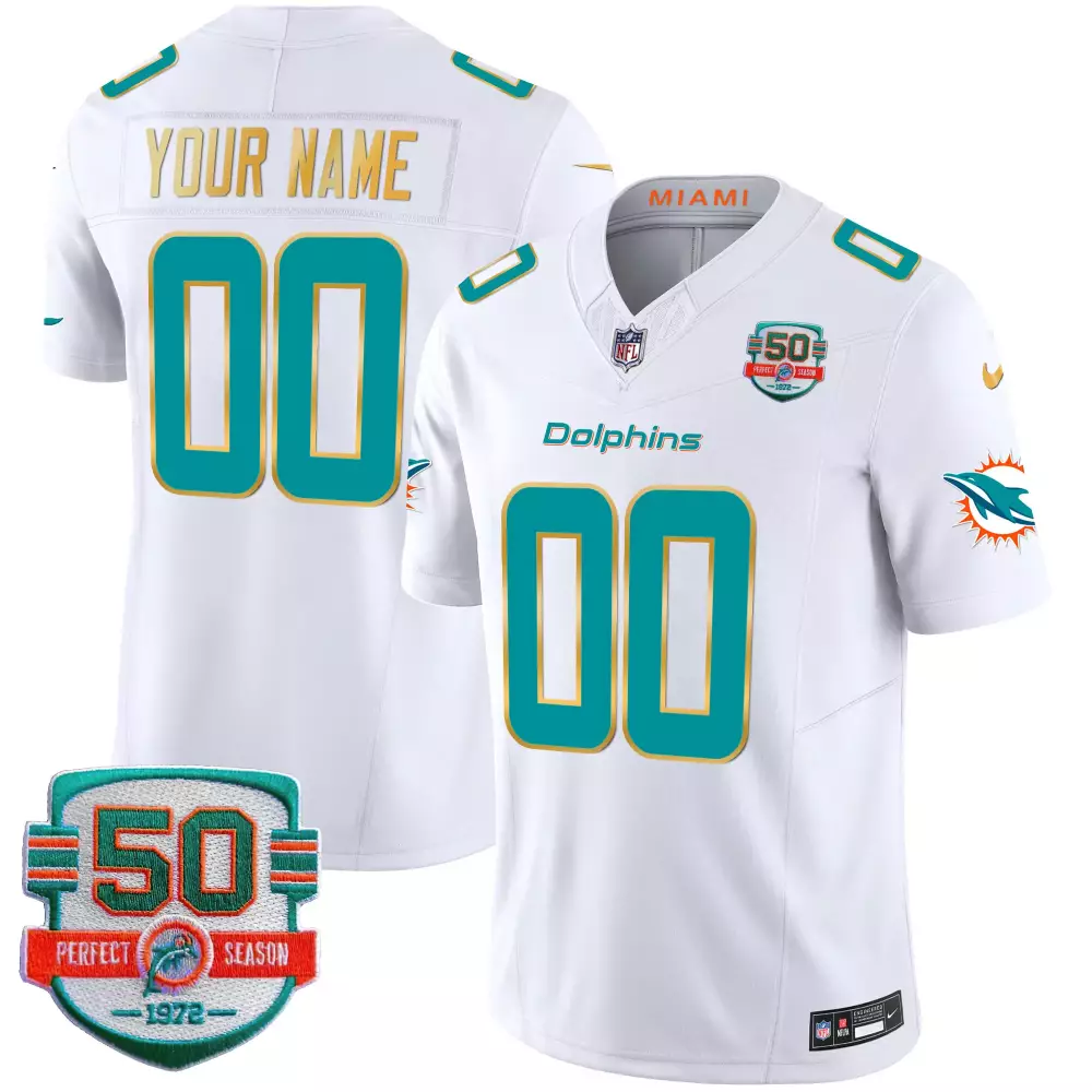 white men miami dolphins gold trim vapor limited custom jersey all stitched