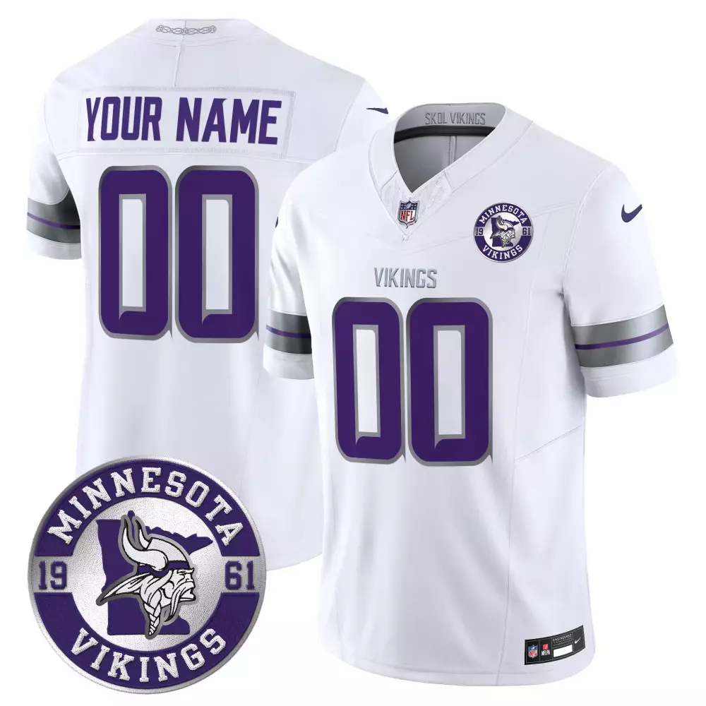 white men minnesota vikings 2024 vapor limited custom jersey est 1961 patch all stitched