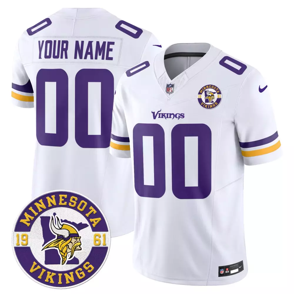 white men minnesota vikings 2024 vapor limited custom jersey est 1961 patch all stitched
