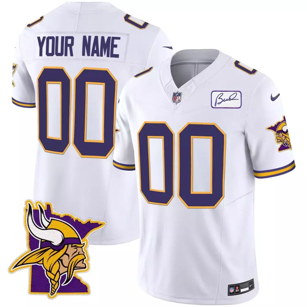 white men minnesota vikings bud grant patch classic limited custom jersey v5 all stitched