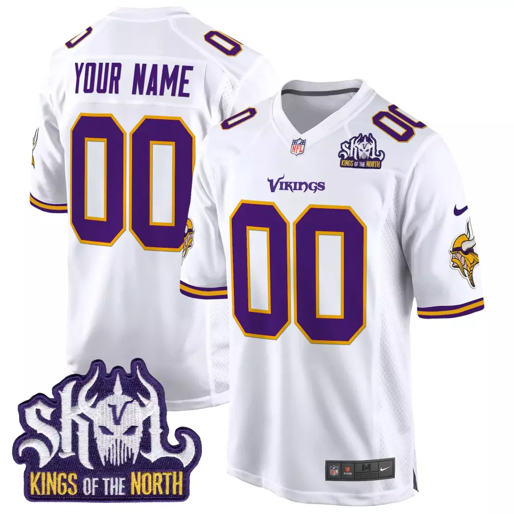 white men minnesota vikings king of the north patch throwback game custom jersey all stitched
