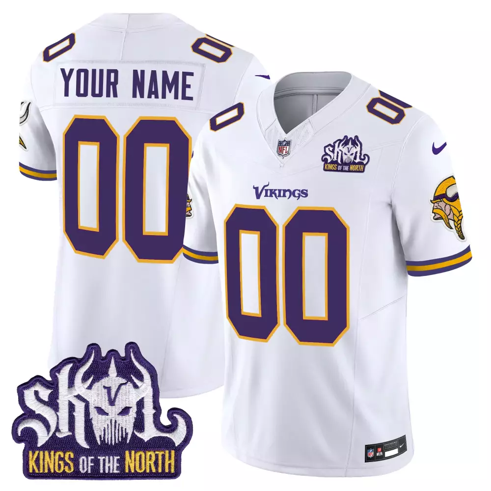 white men minnesota vikings king of the north patch throwback game custom jersey all stitched