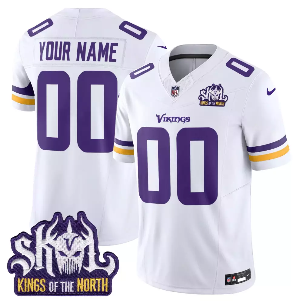 white men minnesota vikings king of the north patch throwback game custom jersey all stitched