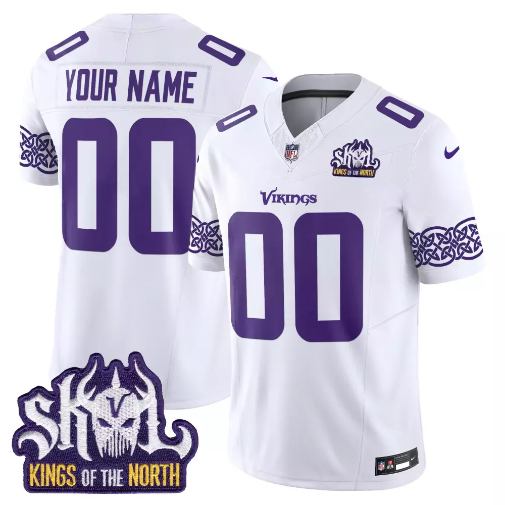white men minnesota vikings king of the north patch throwback game custom jersey all stitched