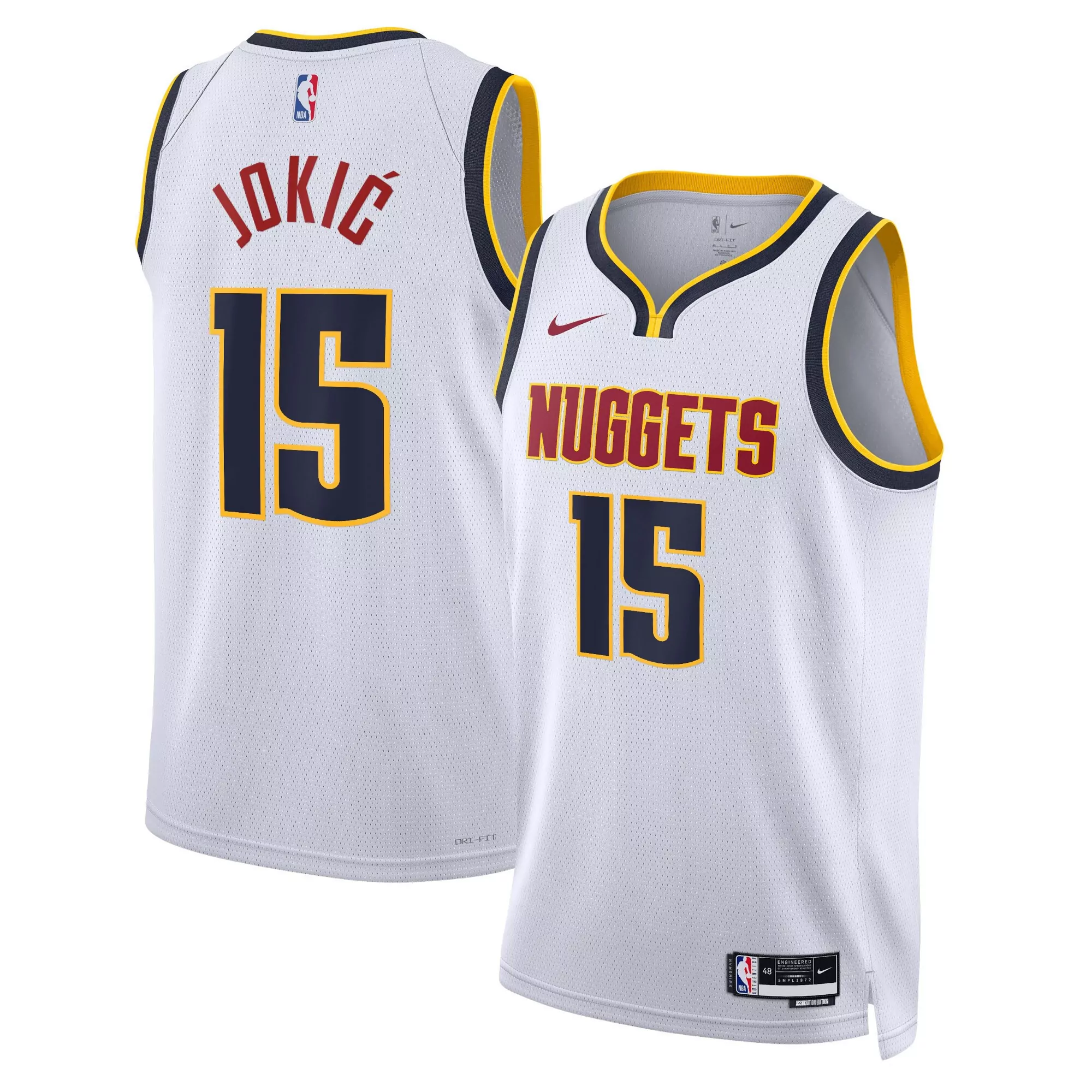 white men nikola jokic denver nuggets white jersey all stitched 1