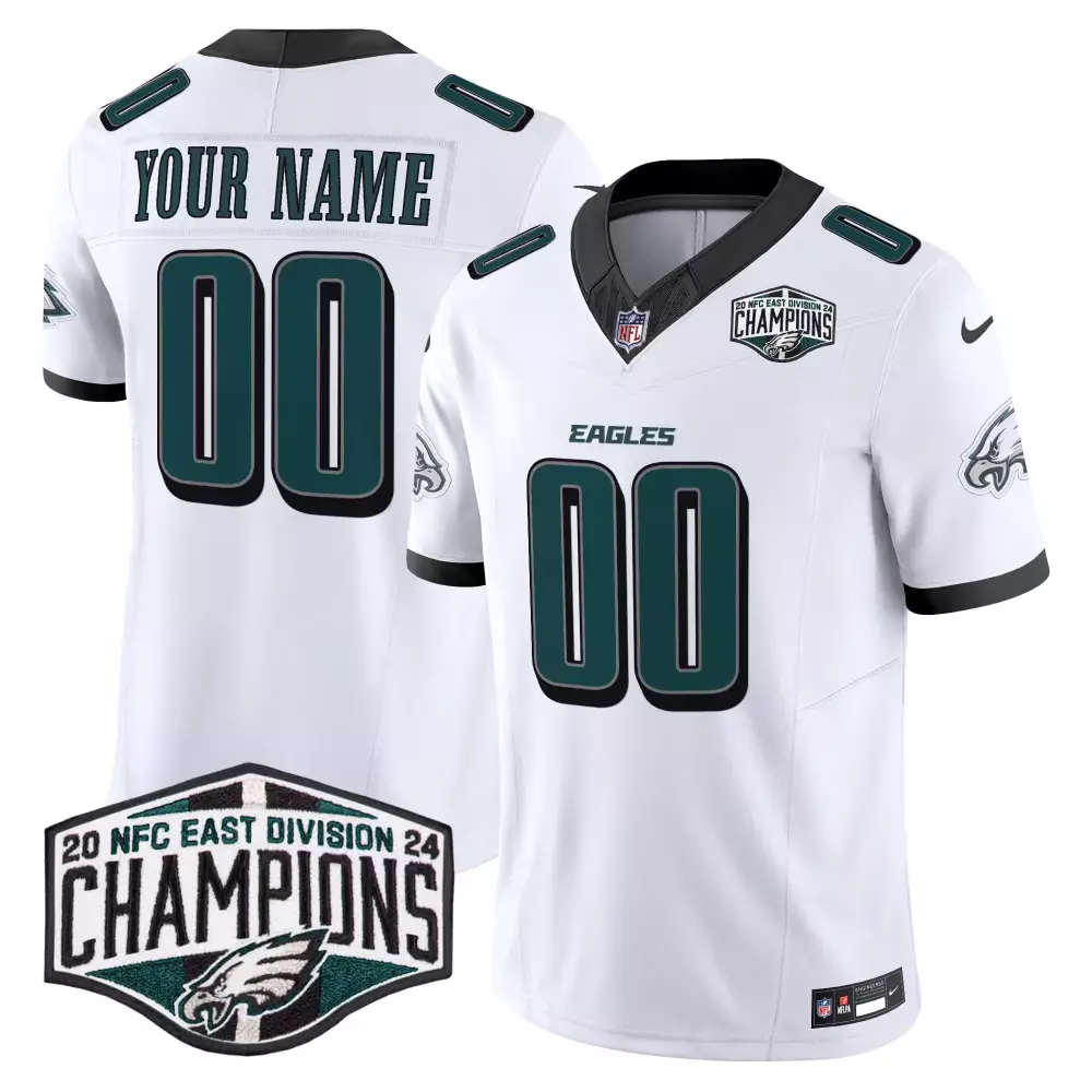 white men philadelphia eagles 2024 nfc east division champions vapor limited custom jersey all stitched