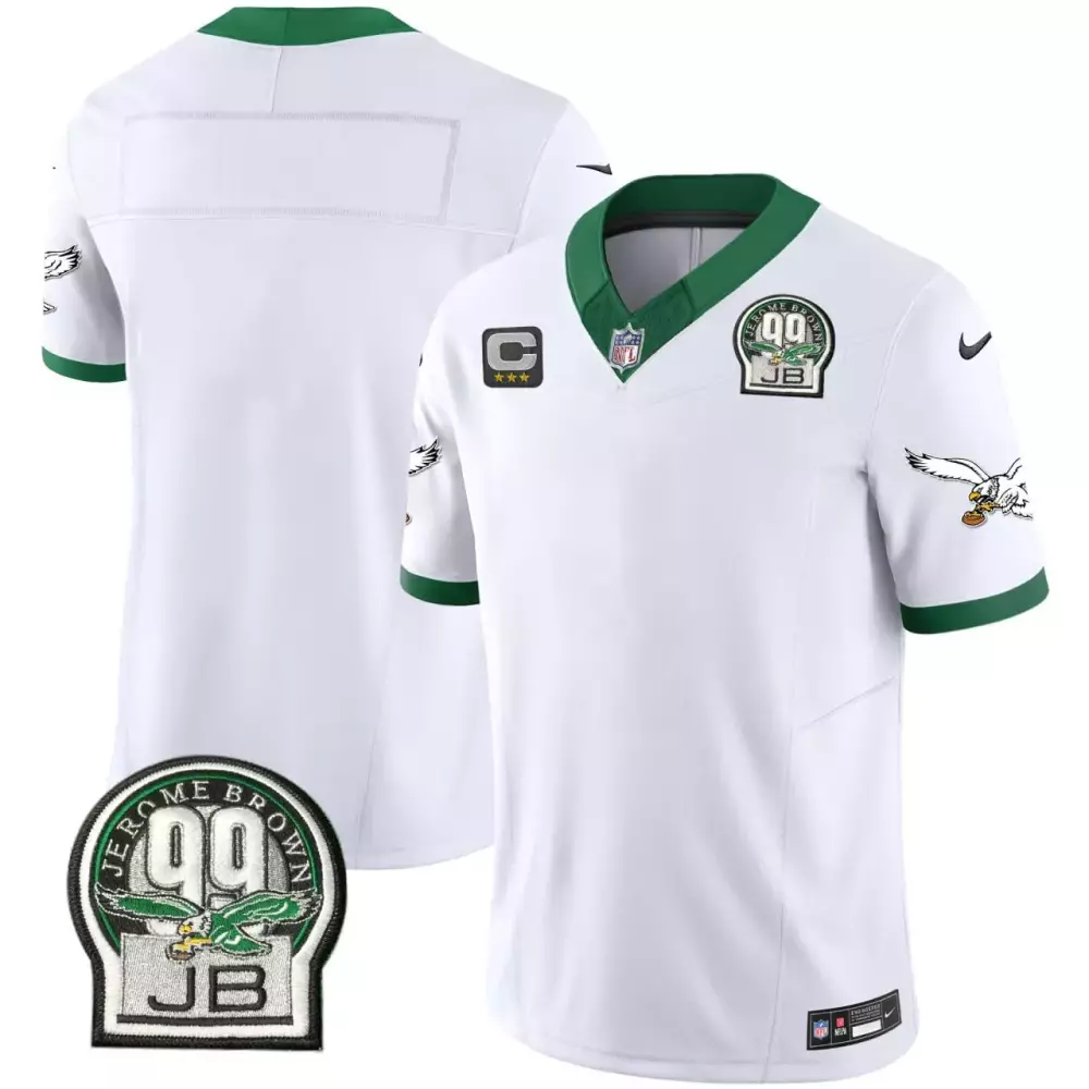 white men philadelphia eagles jerome brown patch white blank jersey all stitched