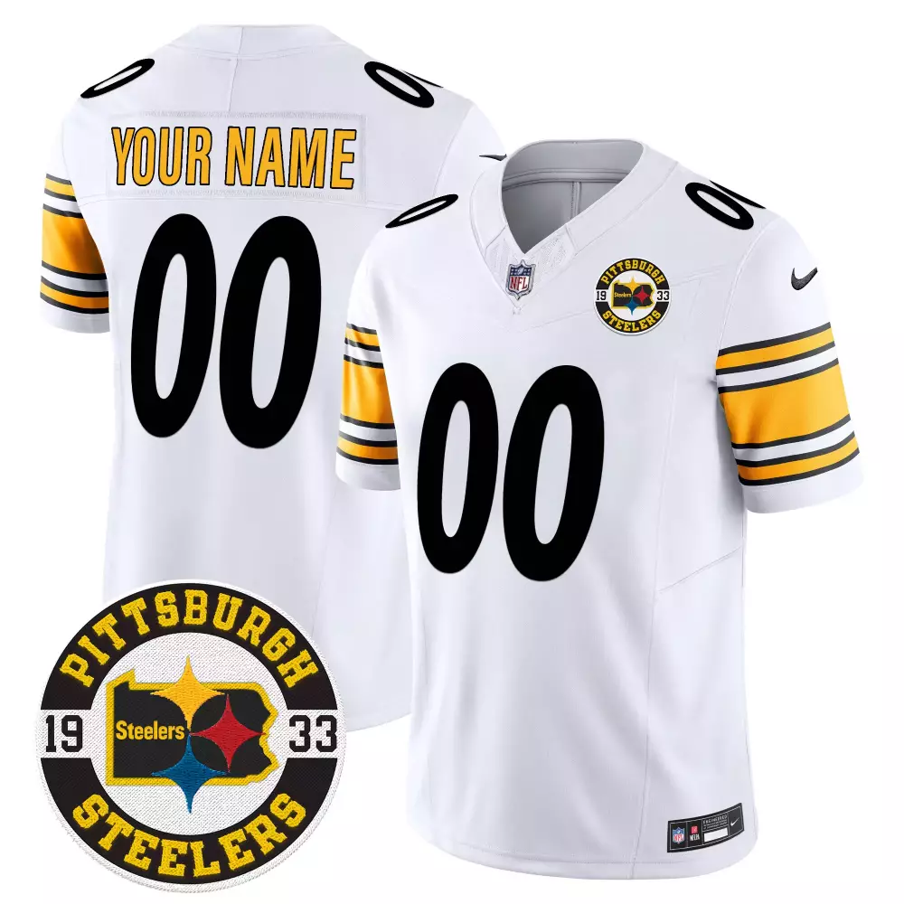 white gold youth pittsburgh steelers gold vapor custom jersey v2 all stitched