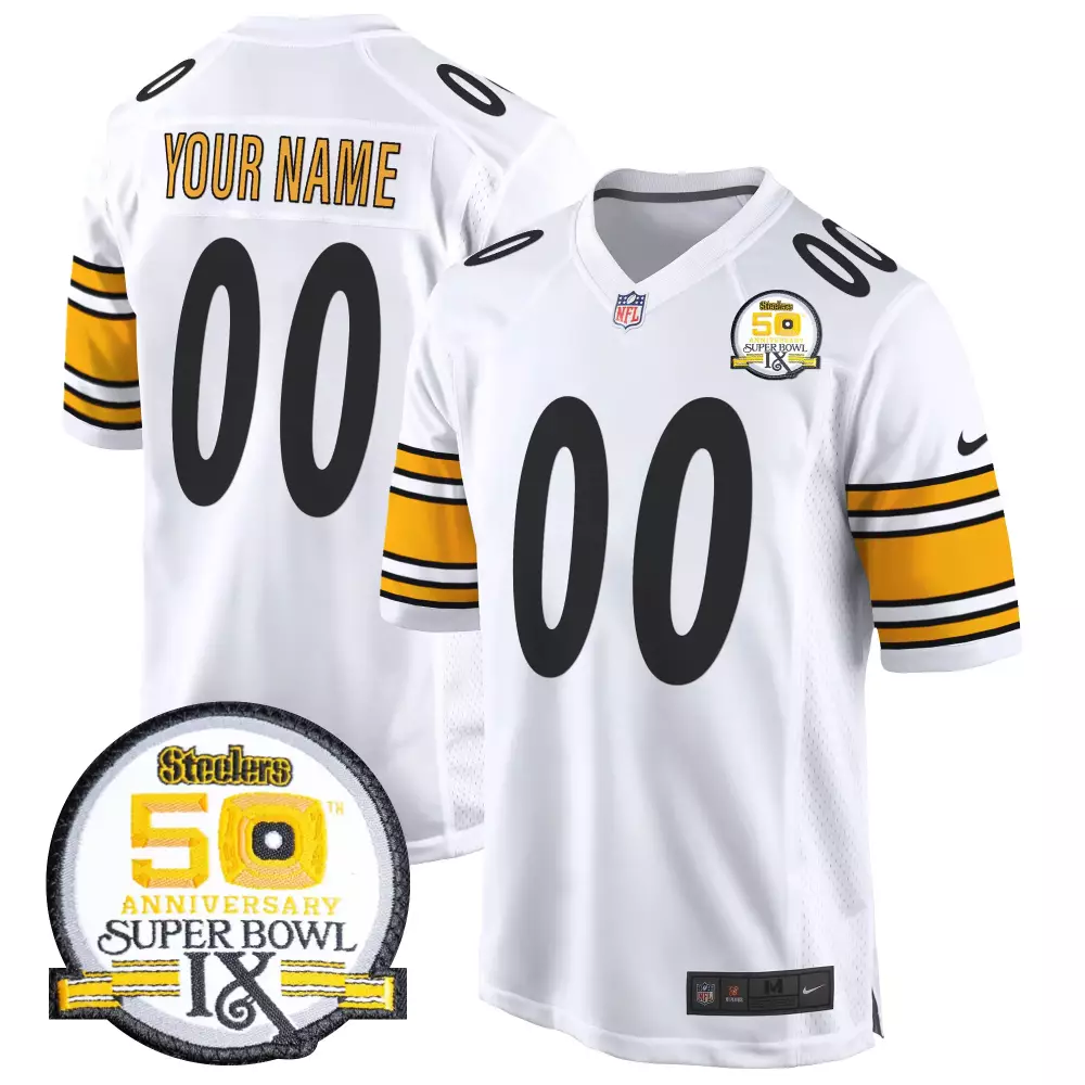 white men pittsburgh steelers 50th anniversary of super bowl ix map patch vapor limited custom jersey all stitched