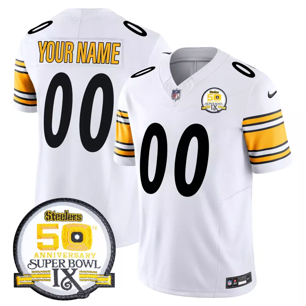 white men pittsburgh steelers 50th anniversary of super bowl ix map patch vapor limited custom jersey all stitched