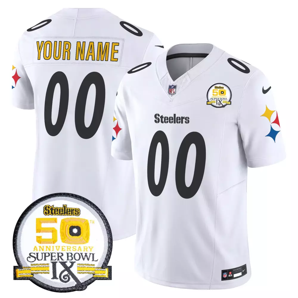 white men pittsburgh steelers 50th anniversary of super bowl ix map patch vapor limited custom jersey all stitched
