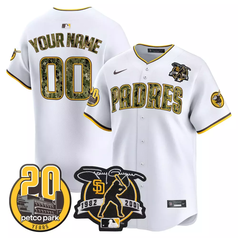 white men san diego padres tony gwynn petco park 20th patch usmc vapor premier limited custom jersey v2 all stitched