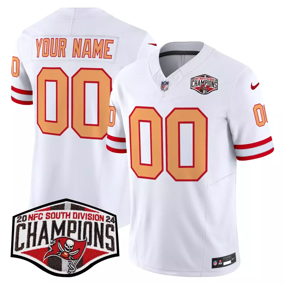 white men tampa bay buccaneers creamsicle 2024 nfc south division champions patch vapor limited custom jersey all stitch