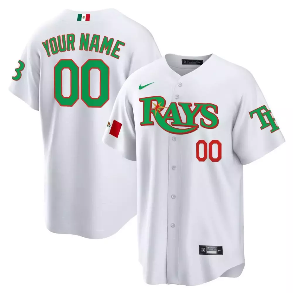 white men tampa bay rays custom white mexico jersey all stitched