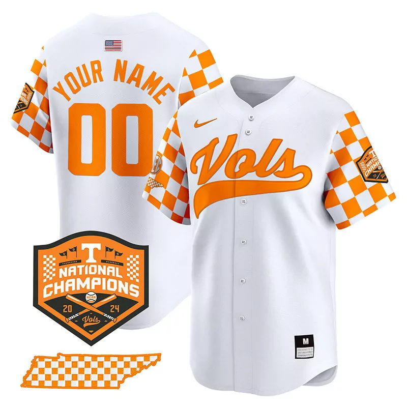 white men tennessee volunteers checkerboard 2024 champions vapor premier limited custom jersey all stitched