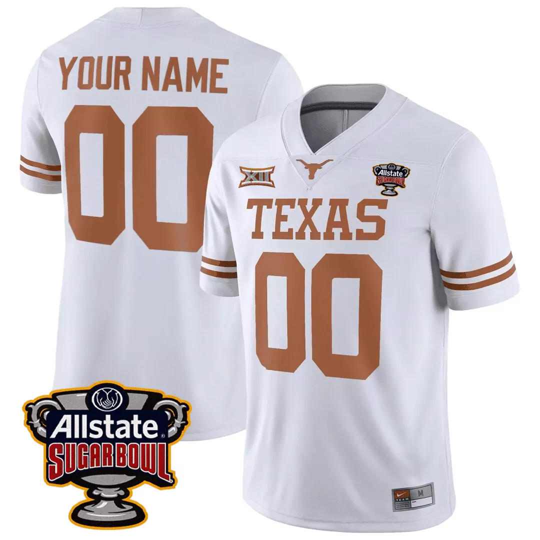 white men texas longhorns sugar bowl patch limited jersey all stitched