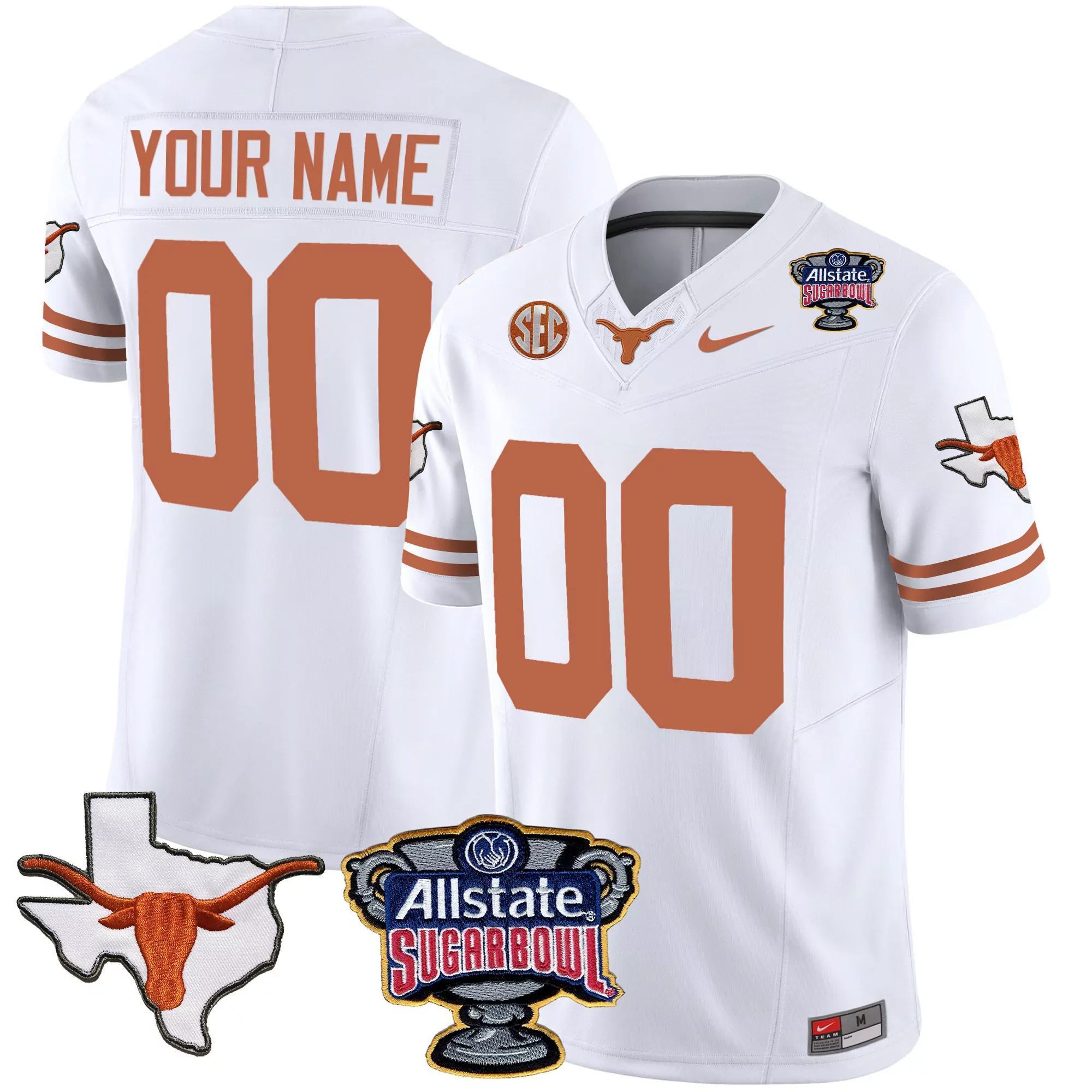 white men texas longhorns sugar bowl patch limited jersey all stitched