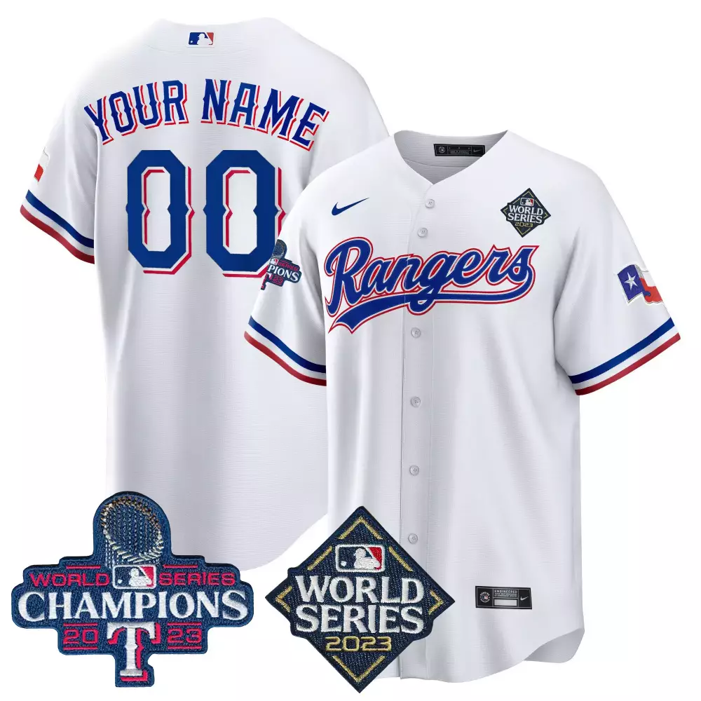 white men texas rangers 2023 world series champions cool base custom jersey v4 all stitched