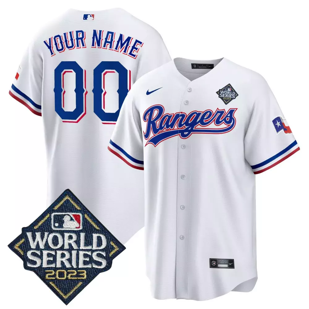 white men texas rangers 2023 world series cool base custom jersey v2 all stitched