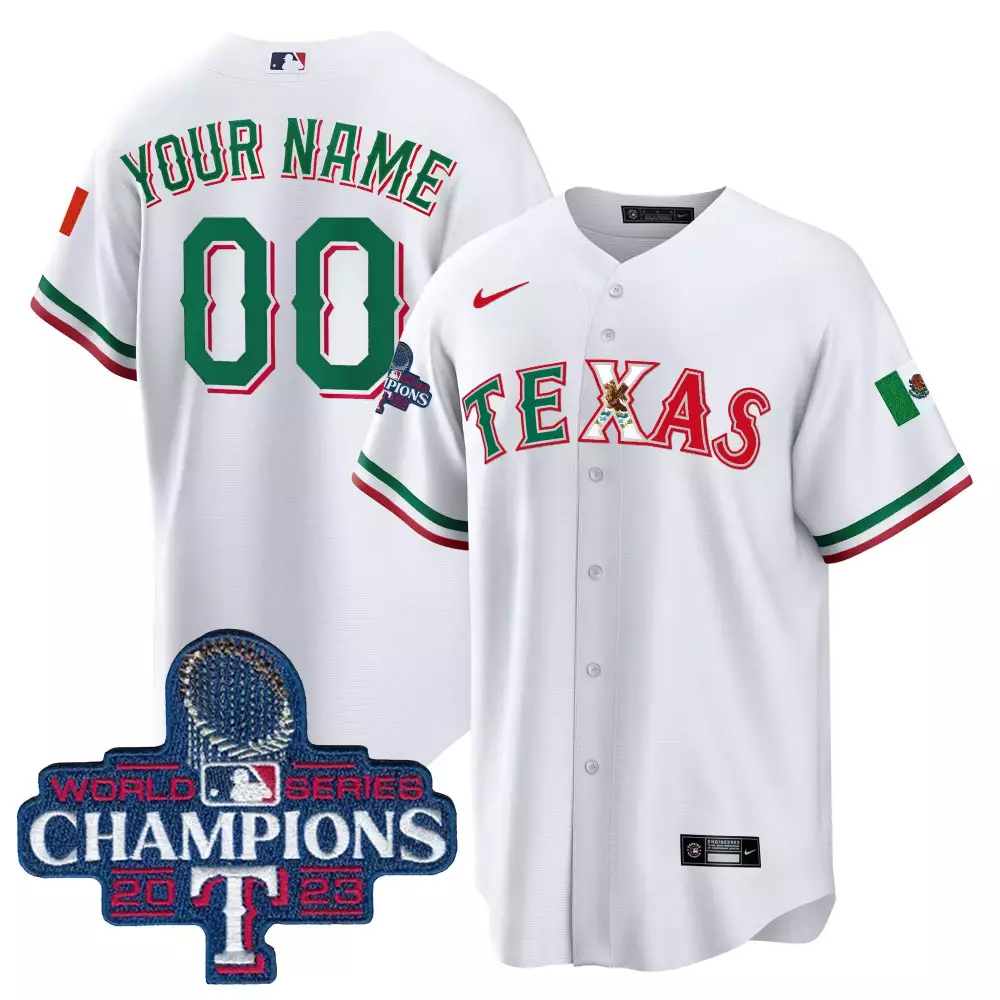 white men texas rangers mexico 2023 world series champions baseball custom jersey all stitched
