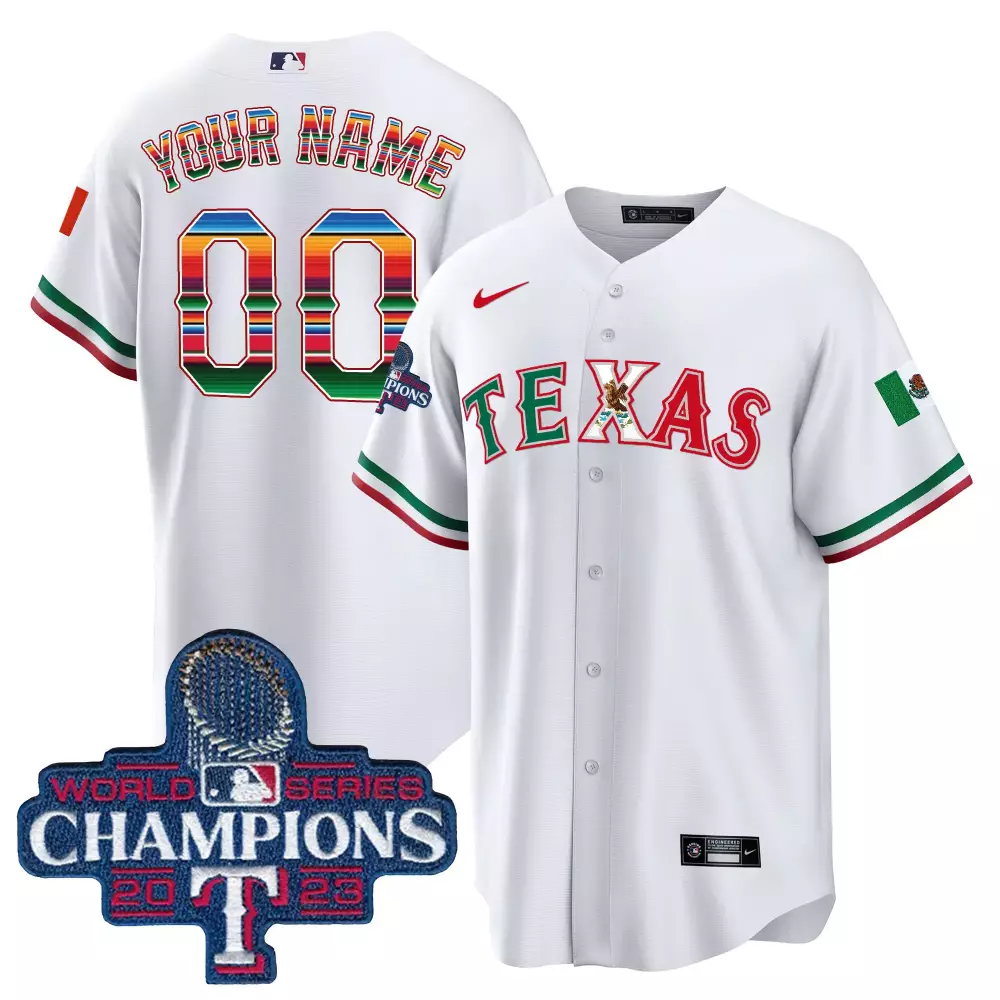 white men texas rangers mexico 2023 world series champions baseball custom jersey all stitched