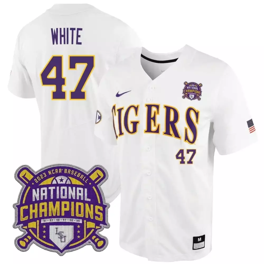 white men lsu tigers 2023 national champions gold flex custom jersey all stitched