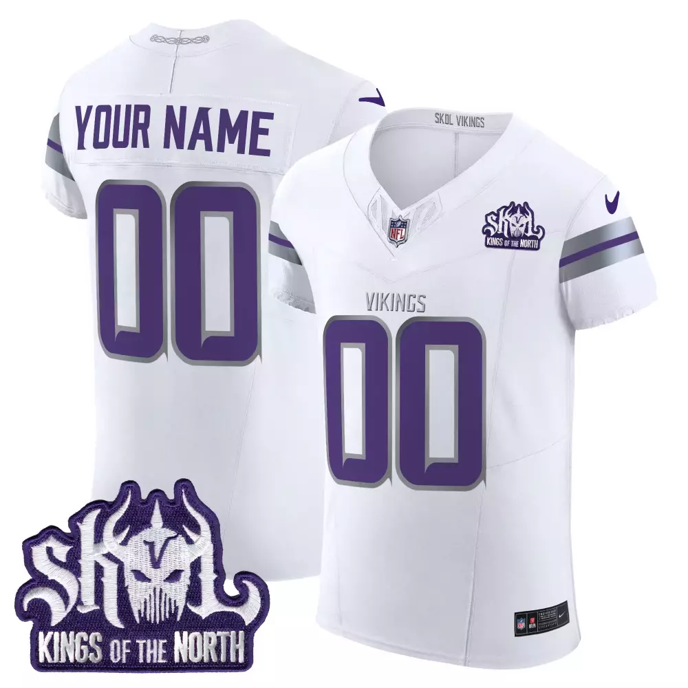 white limited youth vikings 2024 winter warrior skol patch vapor elite custom jersey all stitched