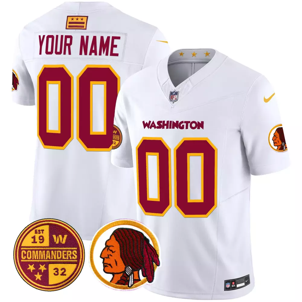 white gold youth washington redskins 75th patch throwback gold vapor limited custom jersey all stitched