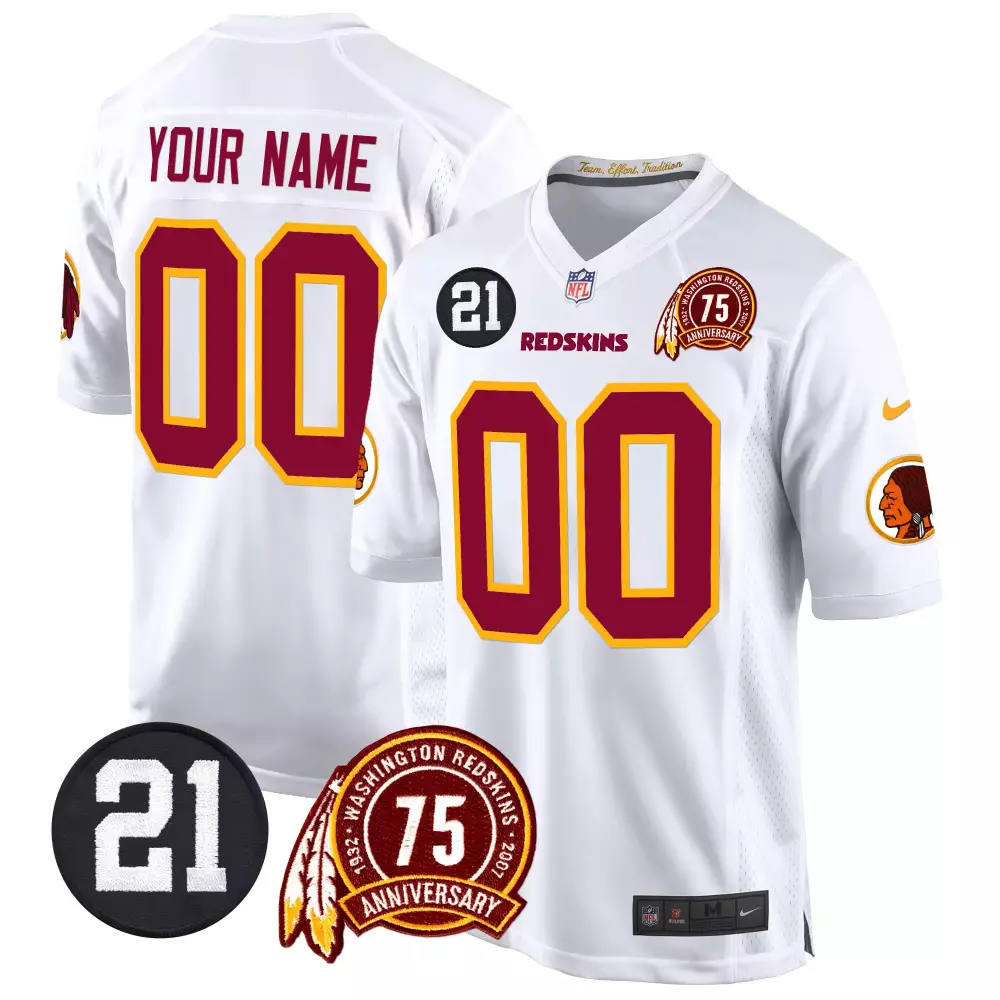white men washington redskins 75th sean taylor patch game custom jersey all stitched