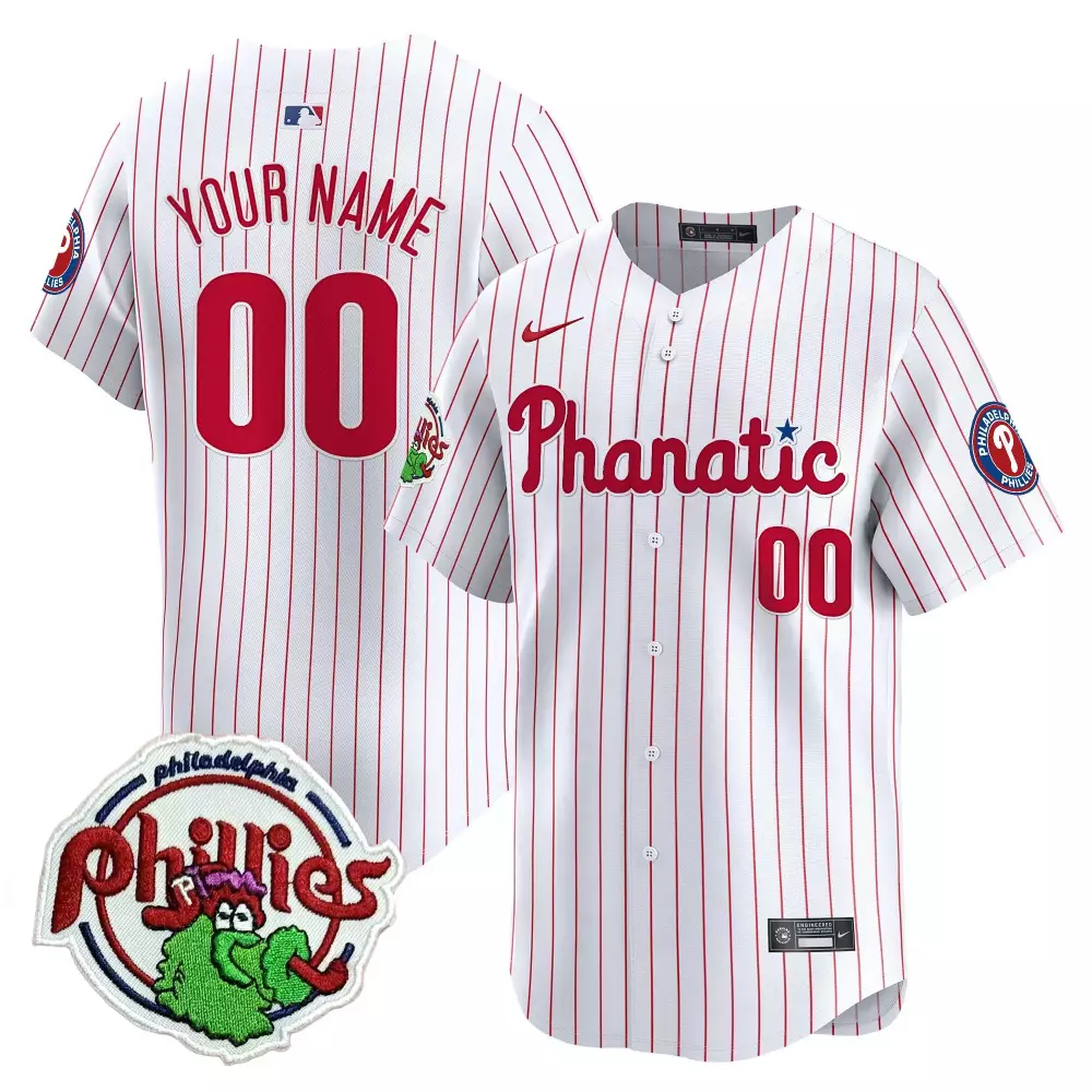 white pinstripe men philadelphia phillies phanatic patch vapor premier limited custom jersey all stitched
