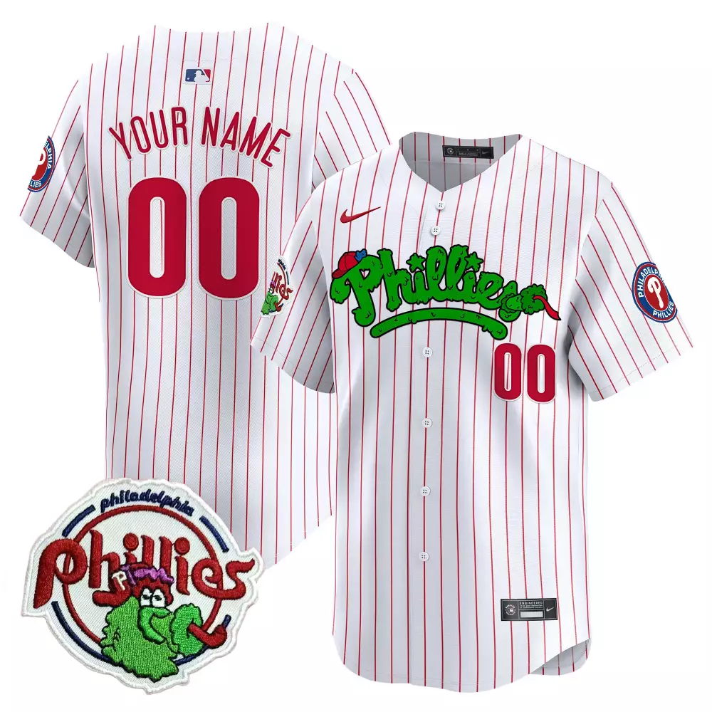 white pinstripe men philadelphia phillies phanatic patch vapor premier limited custom jersey all stitched