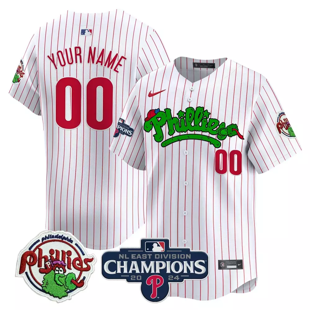 white pinstripe youth philadelphia phillies phanatic 2024 nl east division champions vapor premier limited custom jersey