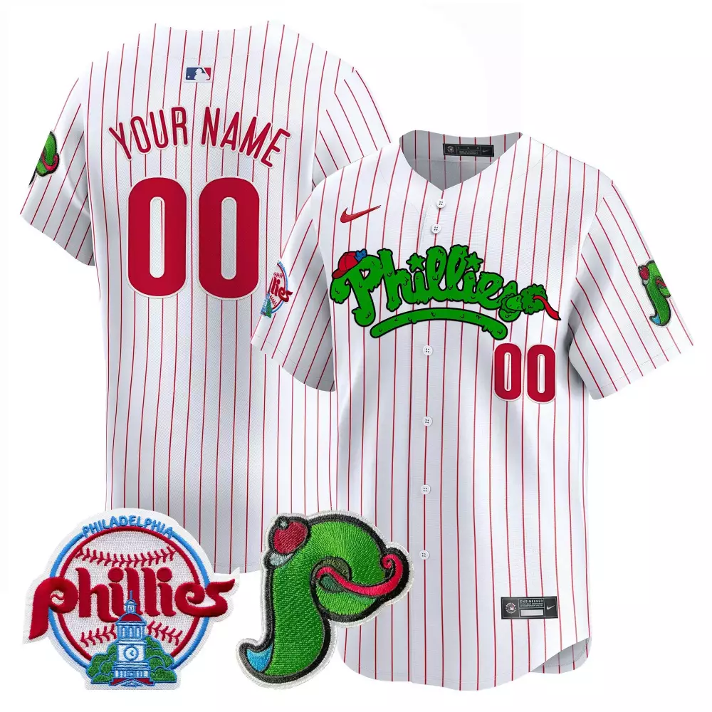 white pinstripe youth philadelphia phillies phanatic patch vapor premier limited custom jersey v4 all stitched