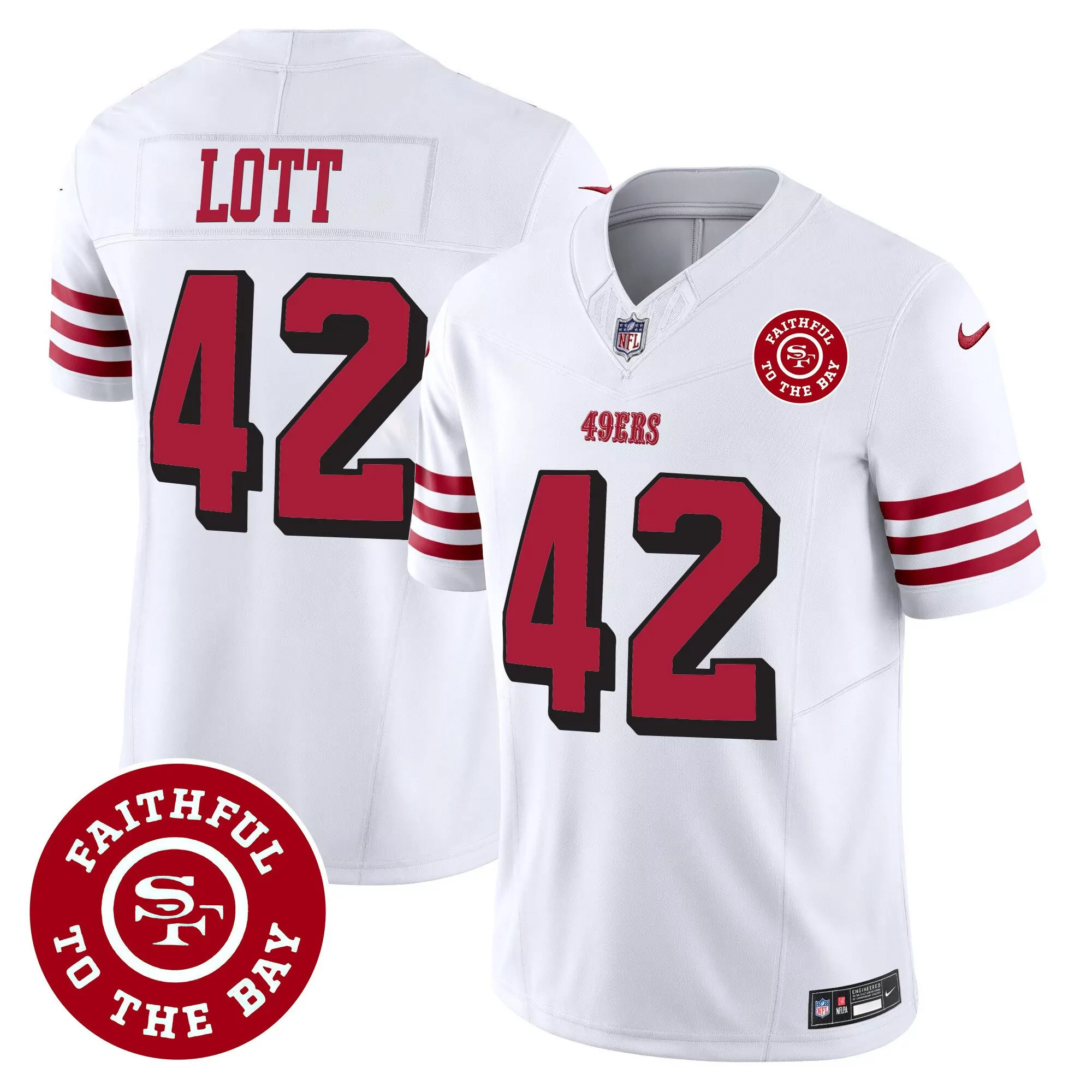 white nick bosa all players san francisco 49ers mexico 2023 nfc west champions patch vapor jersey men