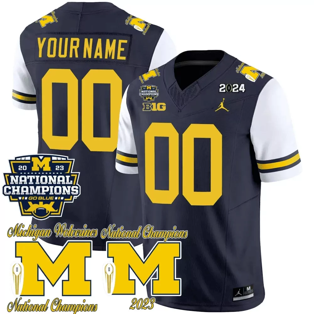 white sleeves men michigan wolverines 2023 national champions rose bowl patch vapor custom jersey all stitched