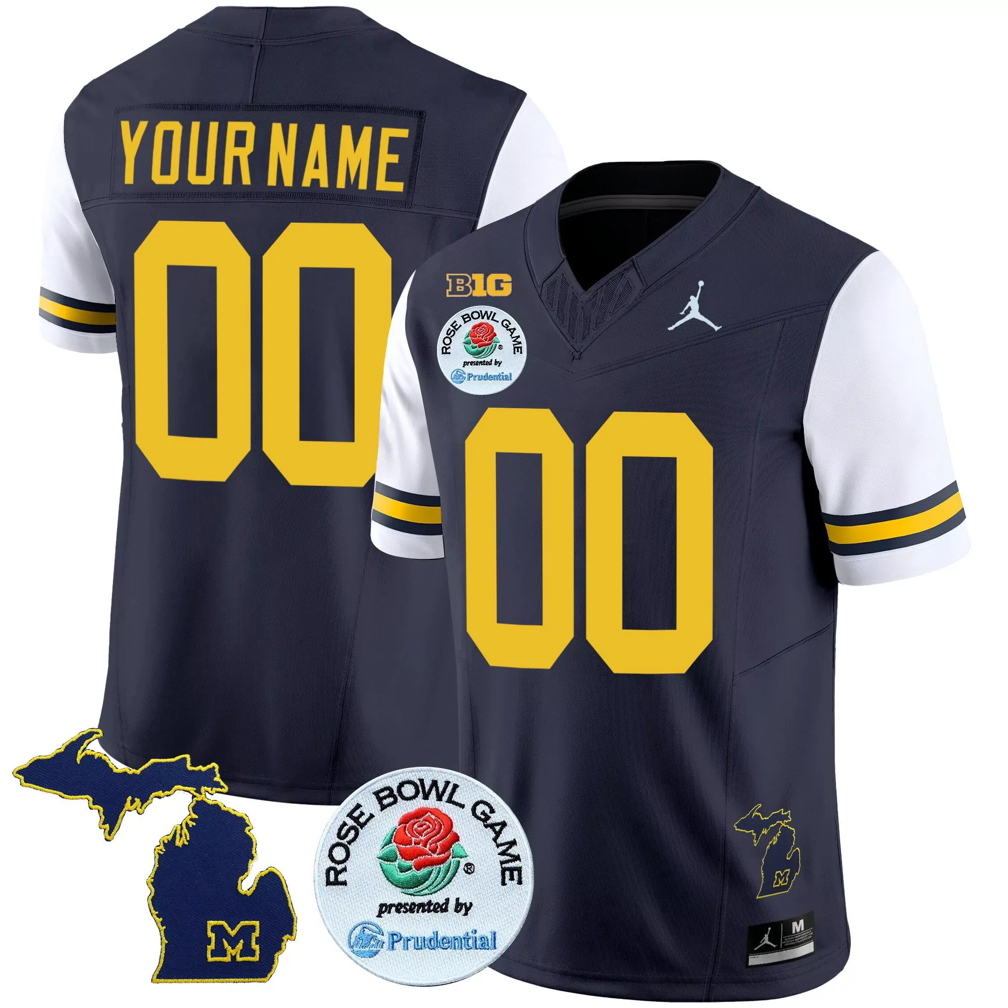 white sleeves men michigan wolverines rose bowl patch vapor limited custom jersey v2 all stitched
