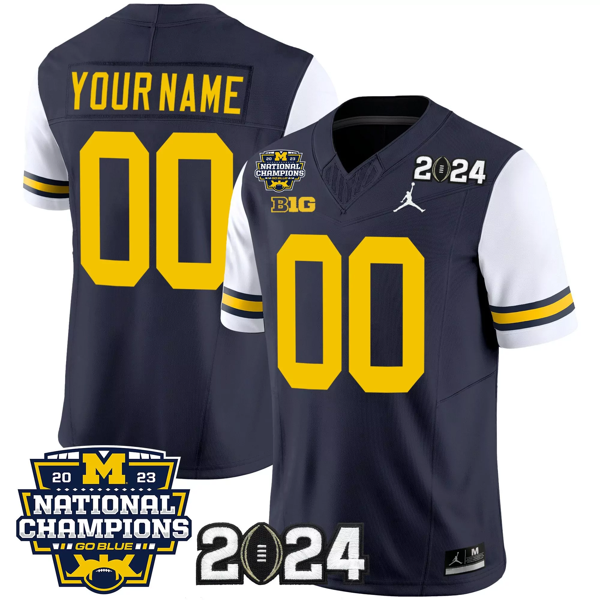 white sleeves youth michigan wolverines 2023 national champions patch vapor custom jersey all stitched