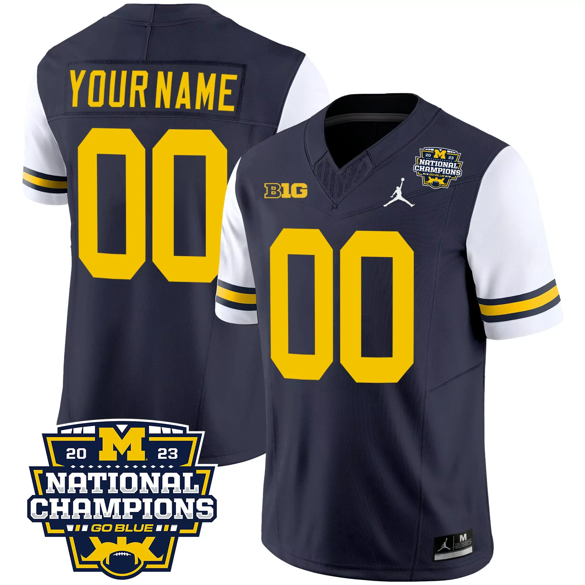 white sleeves youth michigan wolverines 2023 national champions patch vapor custom jersey all stitched