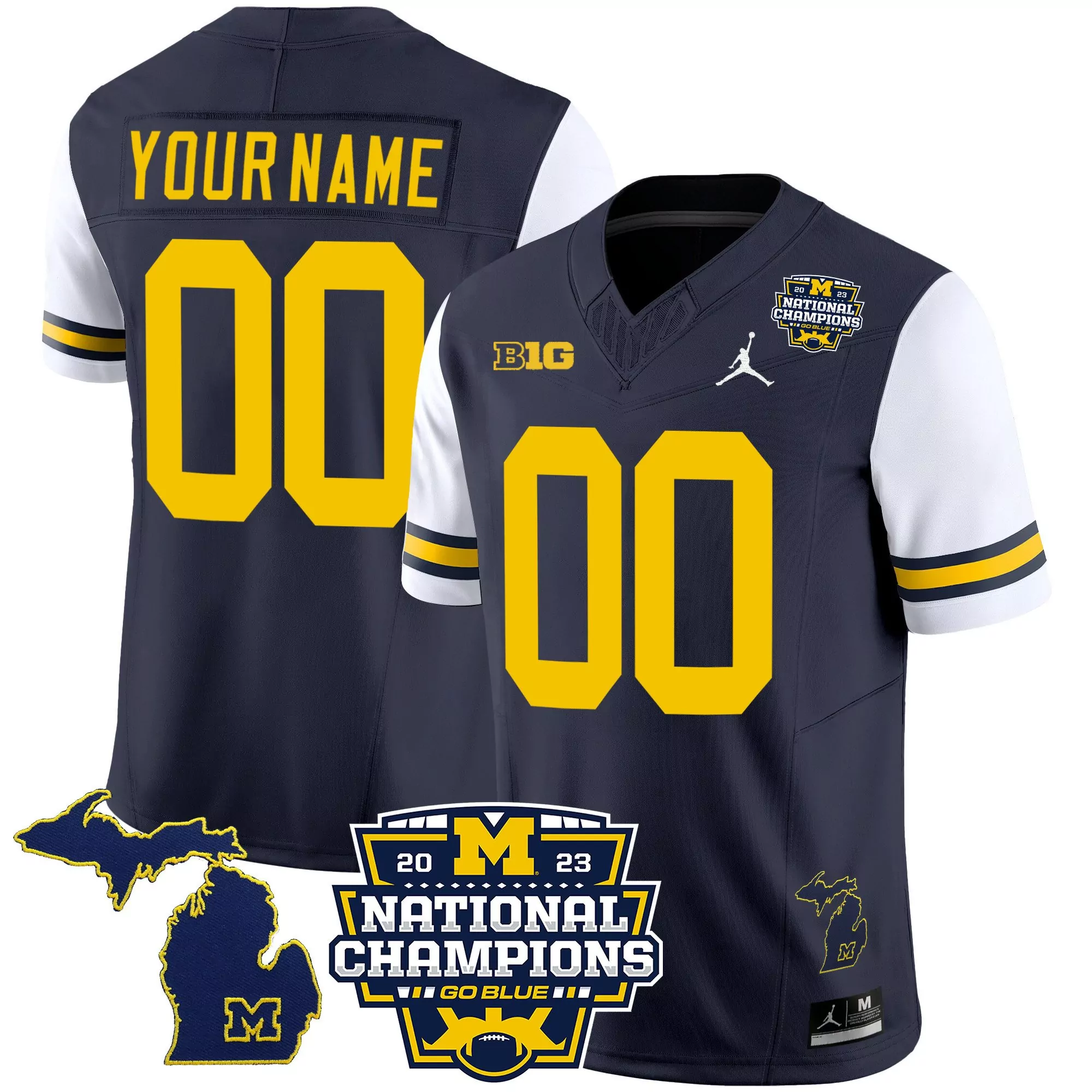 white sleeves youth michigan wolverines 2023 national champions patch vapor custom jersey all stitched