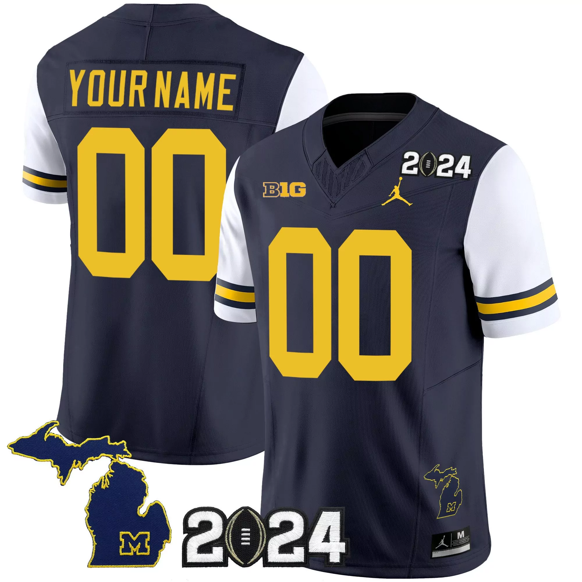white sleeves youth michigan wolverines 2024 vapor limited custom jersey all stitched