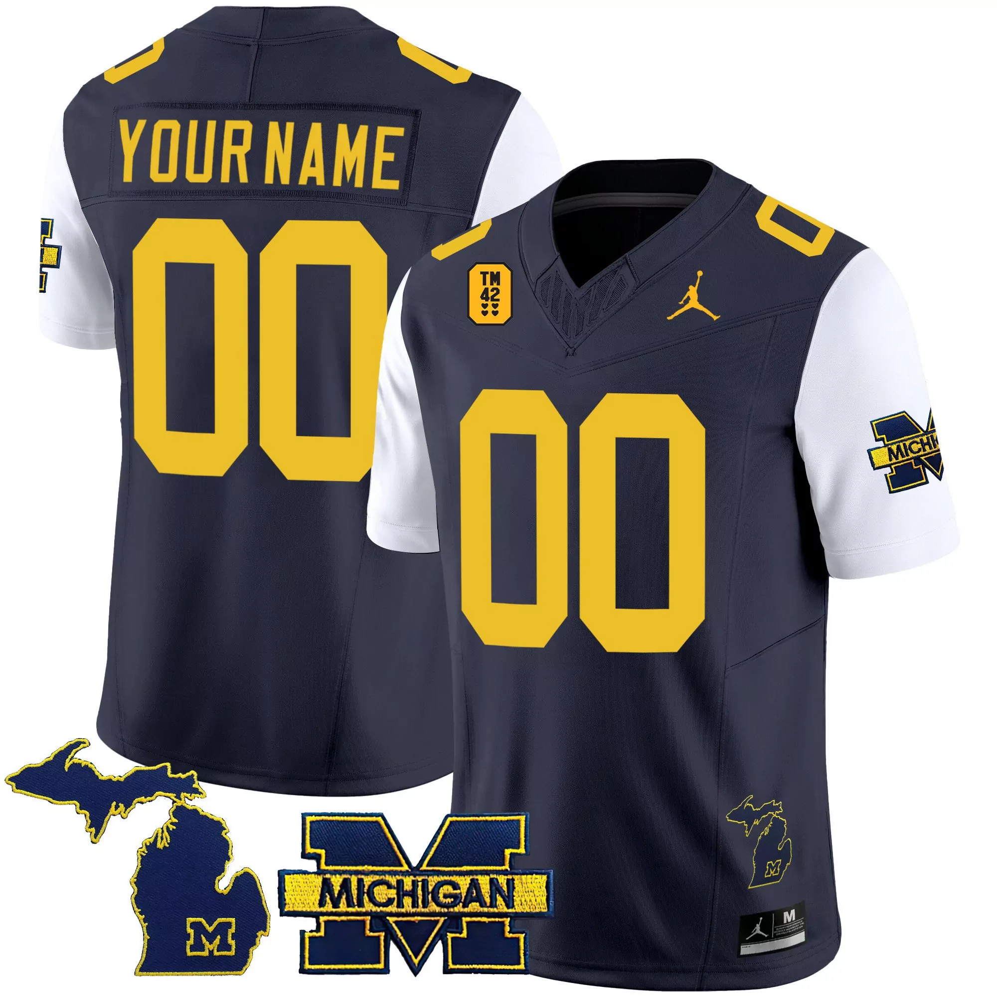 white sleeves youth michigan wolverines tm42 patch vapor limited custom jersey all stitched