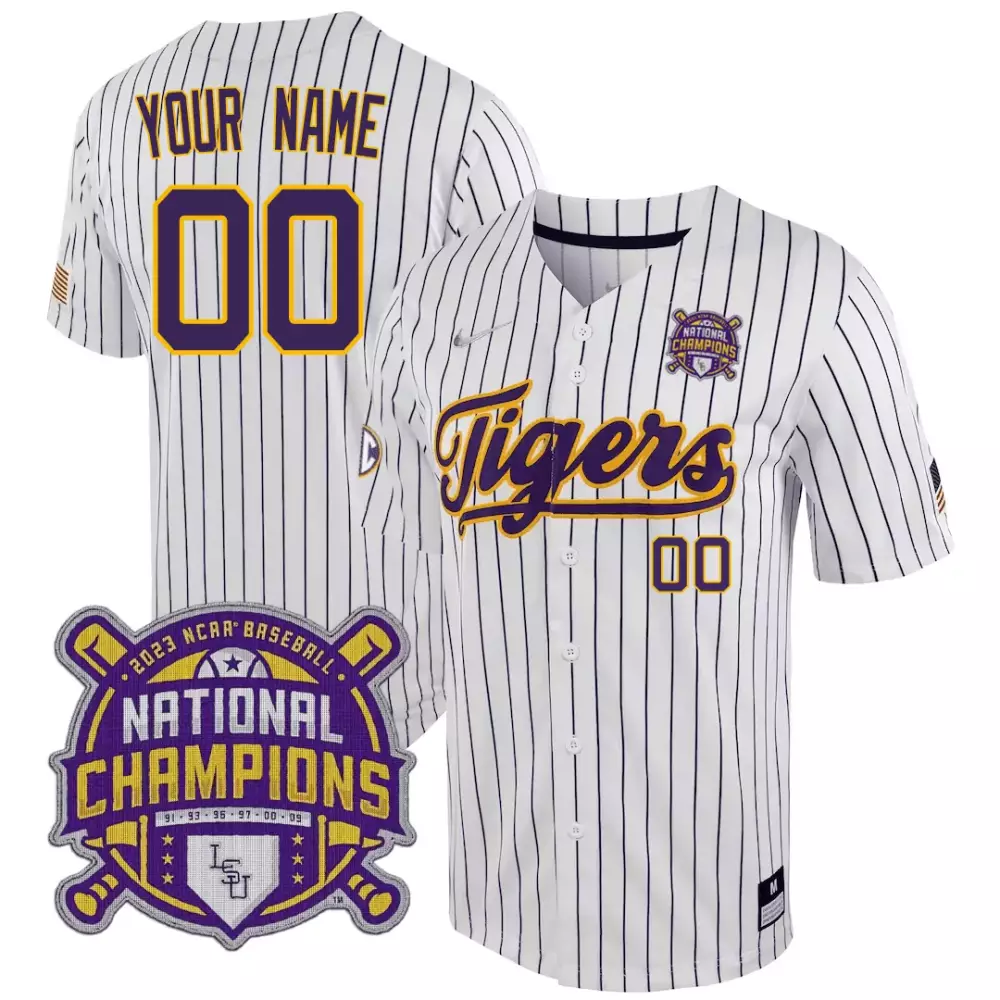 white sleeves men lsu tigers 2023 national champions alternate color sleeves custom jersey all stitched