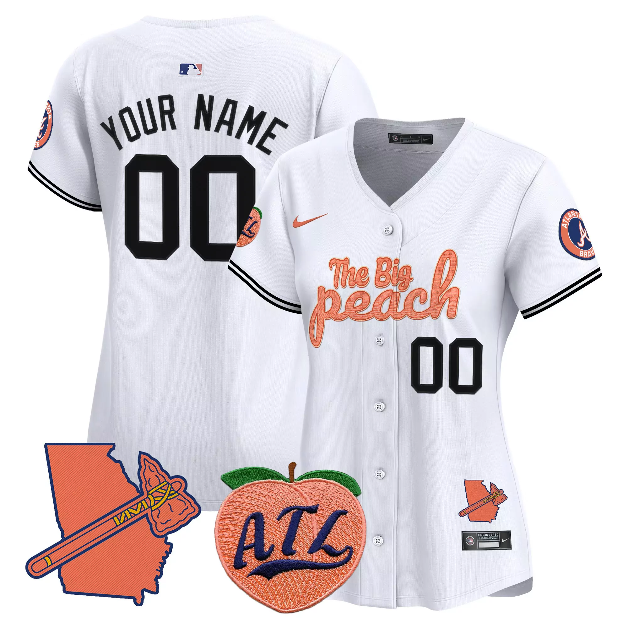white women atlanta braves the big peach vapor premier limited custom jersey all stitched